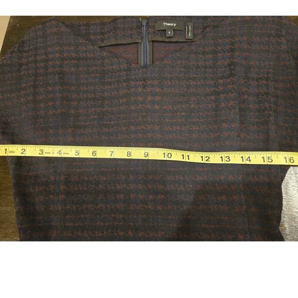 Theory Bodycon Blue Burgundy Checkered Short Classic Dress Womens Small - Picture 7 of 9